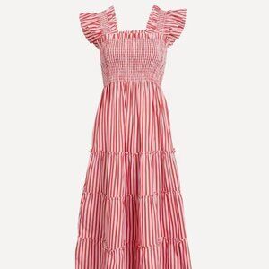 Hill House Red and White Striped Midi Nap Dress Large